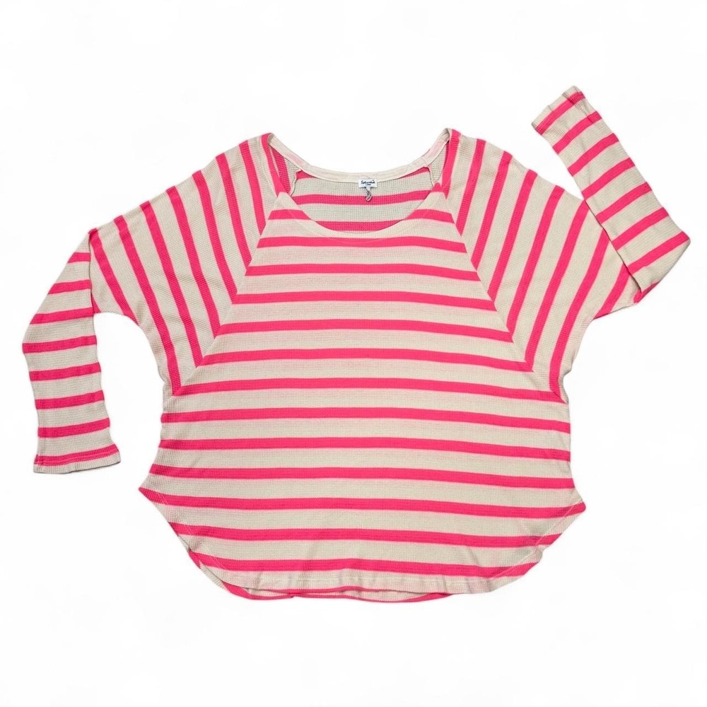 Splendid Neon Pink & Beige Striped Knit Top